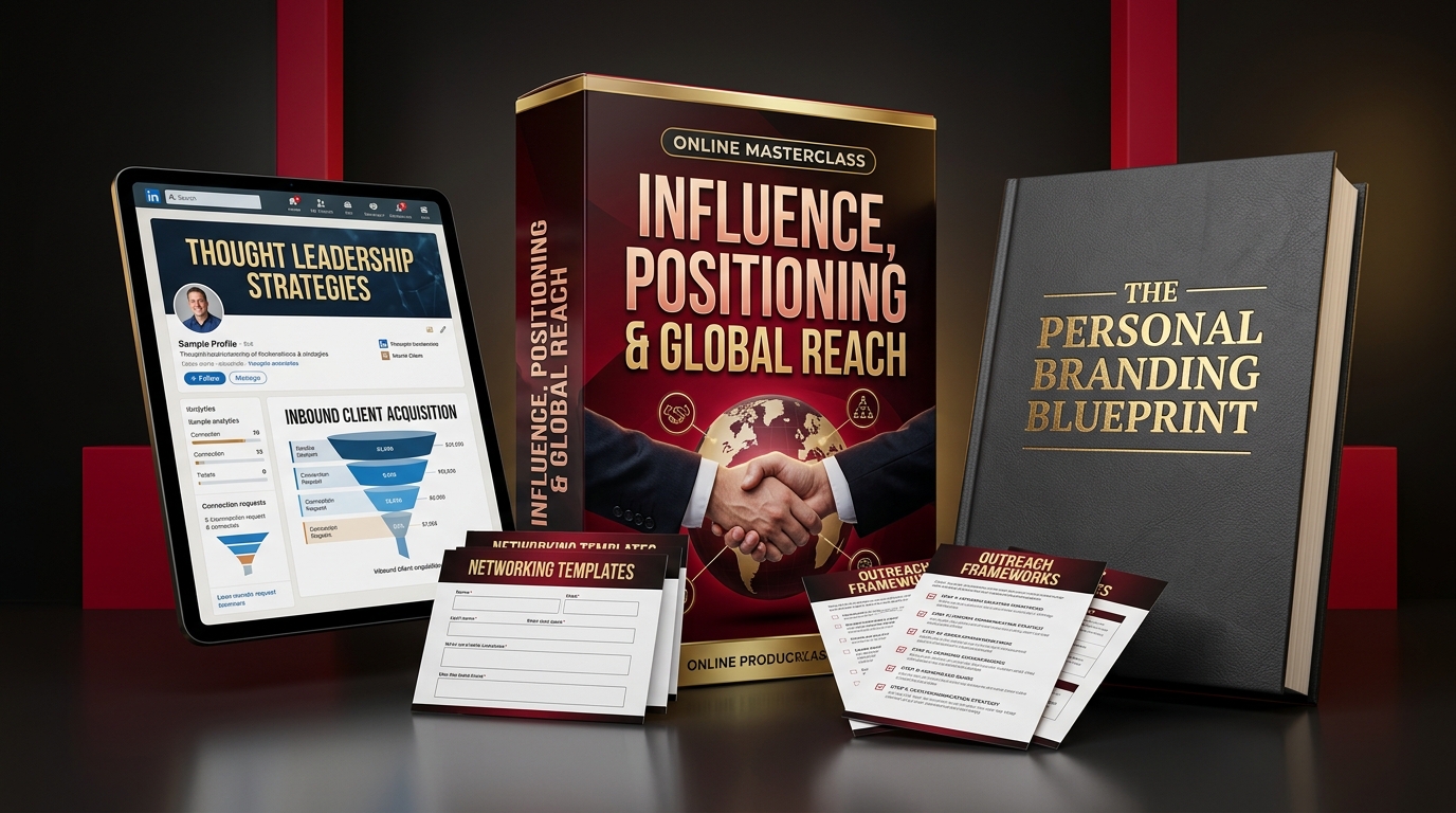 Module 4: Influence, Positioning & Global Reach 3D Value Stack Mockup