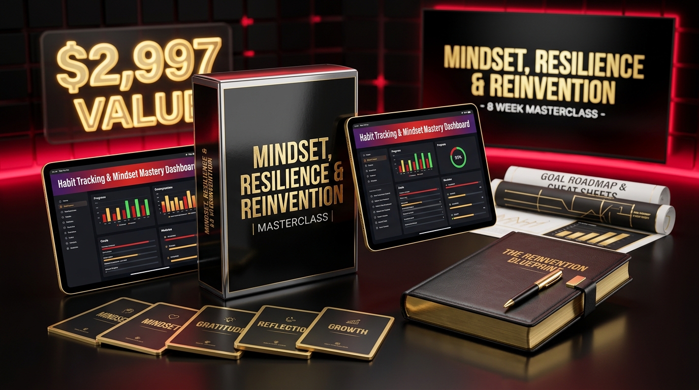 Module 6: Mindset, Resilience & Reinvention 3D Value Stack Mockup