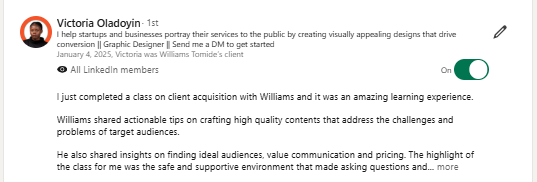 Client feedback on value communication, pricing, and organic audience conversion
