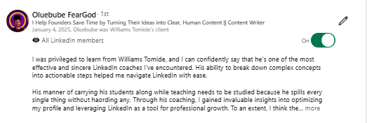 Student recommendation on profile optimization and high-impact LinkedIn coaching